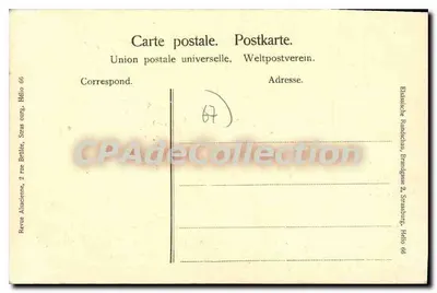 Filsace-Berstett, Elsass — velha mulher lendo perto de uma grande caldeira — Revue Alsacienne, Strasbourg — Verso