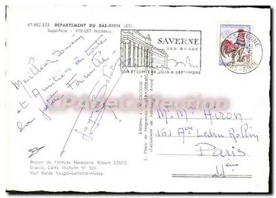Bas-Rhin — Carte postale touristique avec carte et photos de villes — Éditions de Hauguenau — Verso