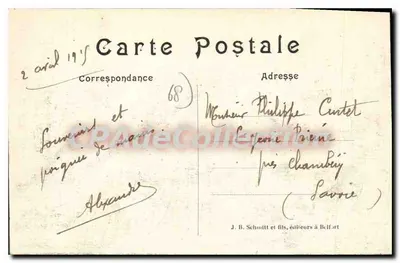 Aspach-le-Haut — Khu vực của văn phòng và nhà thờ bị ném bom — J. B. Schmitt và con trai, nhà xuất bản ở Belfort — Mặt sau