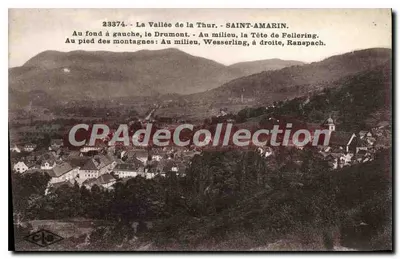 A Vale da Thur - SAINT-AMARIN — vista panorâmica com legendas das montanhas — Editor C. Larincon, Besançon, n° 23374