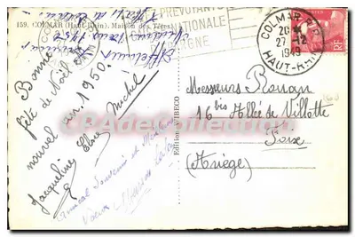 Colmar (Haut-Rhin) — Huis van de Hoofden — Uitgave Vibeco, n°159 — Achterkant