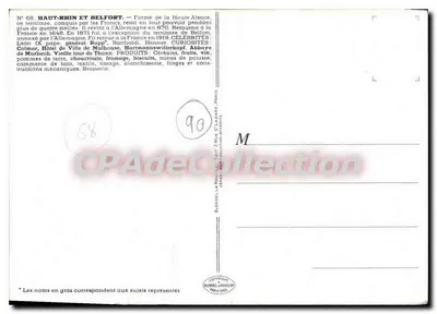 Wysokie Nadrenie i Belfort — N°68, Ziemie Belfortu — wydawca Blondell & Rousselet, Paryż — Rewers