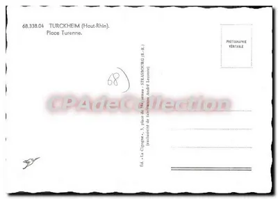 Turckheim (Haut-Rhin) — Praça Turenne — A Cigarrinha, n° 68.338.04 — Verso