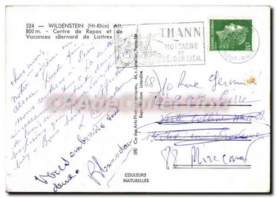 WILDENSTEIN (Haut-Rhin) — Centrum odpoczynku i wakacji «Bernard de Lattre» — Cie des Arts Photocaniques — Rewers