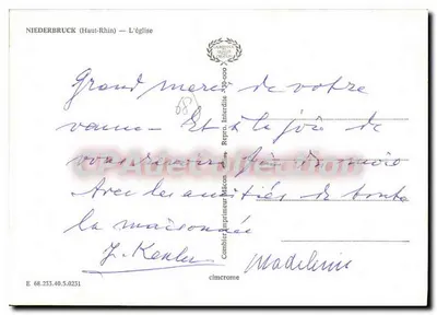 Niederbruck (Haut-Rhin) — Katedra — Combie Imprimeur Mécon — Rewers
