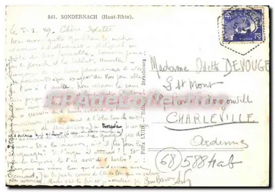 Sondernach (Haut-Rhin) — widok panoramiczny wsi i wzgórzy — wydawca Félix Lüthi, nr 841 — Rewers