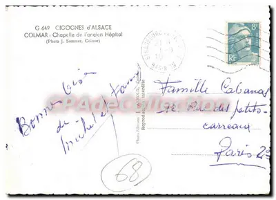 Cigony z Alzacji — Kaplica dawnego Szpitala — Foto J. Sommer, Colmar — Rewers