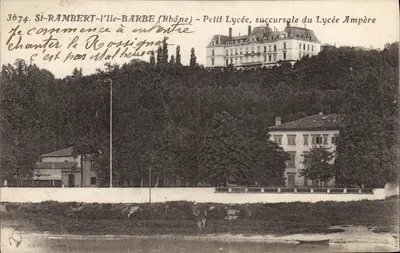 St-Rambert-l'Île-Barbe (Rhône) — Petit Lycée, filial do Lycée Ampère — vista com escrita manuscrita