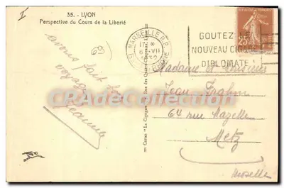 Lyon - Perspectief van de Cours de la Liberté — Brasserie Ornivoise — onbekende uitgever, n°35 — Achterkant