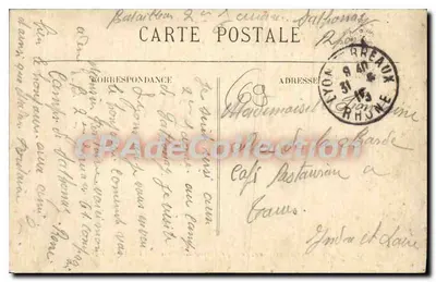 LYON — Place des Terreaux, Fontaine Bartholdi et Coiline de Fourvrière — T. T. — Verso