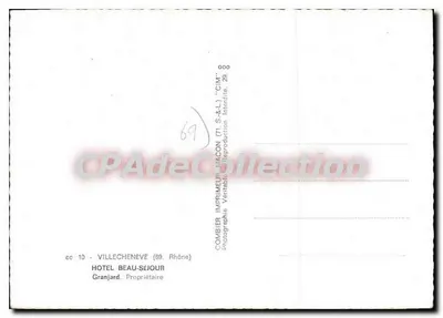 Hotel Beau-Sejour — Villecheneve (Ródano) — Imprimeur CIM — Verso