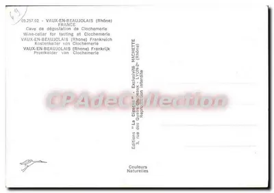 Caverna de degustação de Clochemerle — Vaux-en-Beaujolais (Rhône) — Edições "La Cigogne" — Verso