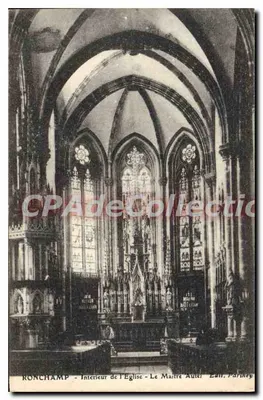 Ronchamp - Interior da Igreja - O Altar-Mestre - Édit. Partiney