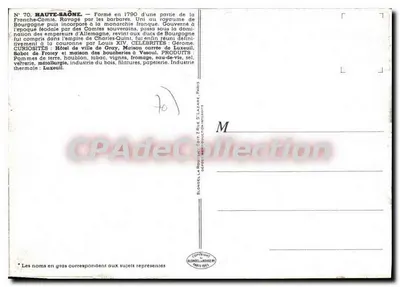 Haute-Saône — Antieke ansichtkaart — Uitgever Blondellia Rocce, n°70 — Achterkant