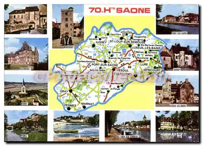 Haute-Saône — Carta turística com fotos de locais — Impressor Comblier