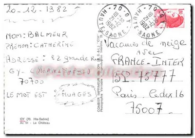 O Castelo de GY — Haute-Saône — Combière Imprimeur — Verso