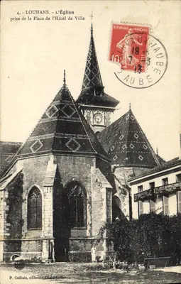 Louhans - A Igreja vista da Praça do Hotel de Ville — P. Cailllois, editor - Céleste L. C.