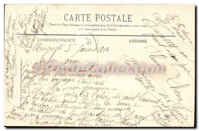 Mâcon. De Promenade Lamartine — beeld van Lamartine, bosrijke promenade met voetgangers — uitgever L.L. — Achterkant