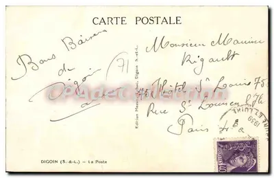A prefeitura de Digoin — Torre do relógio — Edição S.&L. Digoin — Verso