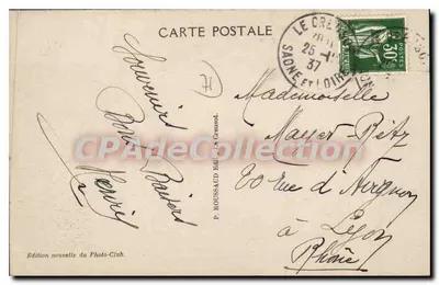 Le CREUSOT — Pomnik Pamięci Zmarłych — P. ROUS-SAUD Wydawca — Rewers