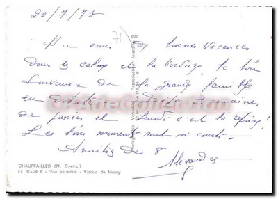 Chauffailles — Widok z lotu ptaka mostu Mussy — Wydawca S.A.D.E.M. n° 315-74 A — Rewers