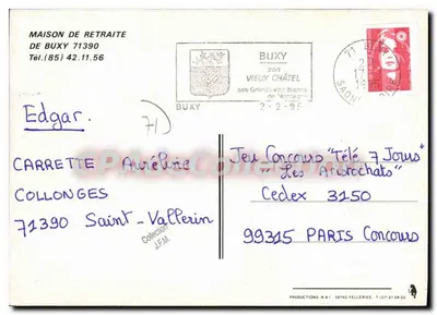 Buxy — Maison de retraite — éditeur Productions N.A.I. n° 59740 — Verso
