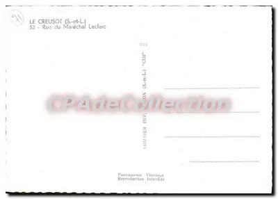 Le Creusot — Rua do Marechal Leclerc — Comhier Imprimerie CIM — Verso