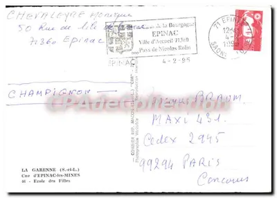 Szkoła Dziewcząt w Epinac — Epinac (Saône-et-Loire) — Cne d'Epinac-les-Mines — Rewers