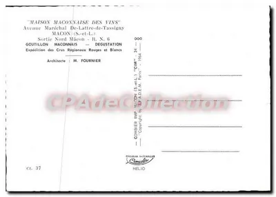 Cartolina semi-moderna Maison Maconnaise des Vins Avenue Marechal de Lattre de Tassigny Macon S et L Sortie Nord Macon — Verso