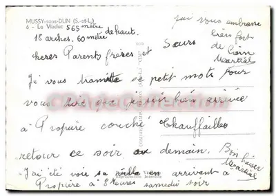 Mussy-sous-Dun — Viaduto a 565 metros de altura, 18 arcos — editor 'CIM' — Verso