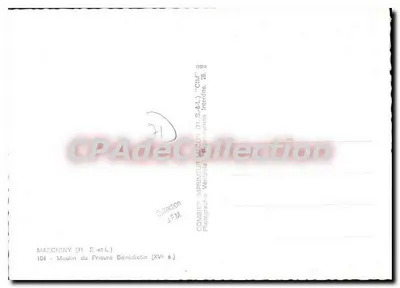 Bilhete postal semimoderno Marcigny S e L Moulin do Prieure Benedictin XV s — Verso