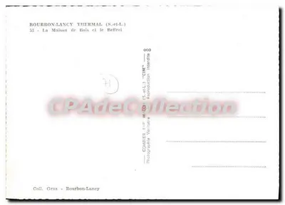 Półnowoczesna pocztówka Bourbon Lancy Thermal S i L Dom Drewniany i Belfr — Rewers