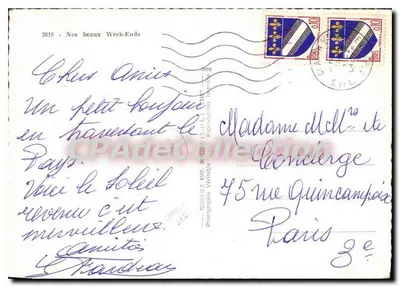 Nos beaux Week-Ends — Stara pocztówka turystyczna z regionu Beaune i Chalon-sur-Saône — Wydawca Combier, n°2019 — Rewers