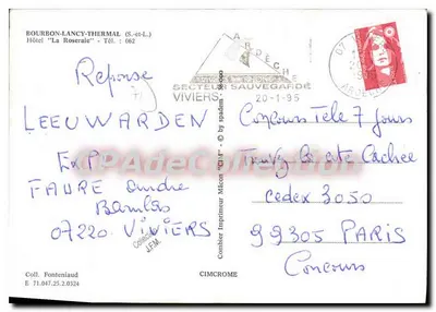 Bourbon-Lancy-Thermal — Hôtel 'La Roseraie' avec façade végétalisée — Imprimeur Cimcrome — Verso