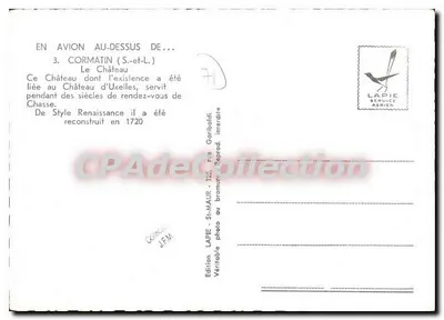 Tarjeta postal semimoderna En Avions Au Dessus de Cormatin S et L Le Chateau Ce Chateau don l'existence a ete liee au Chateau d'Uxelles — Reverso