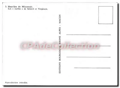 « Roche » Solutré i Vergisson — Wysokie miejsce w Mâconnais — Wydawnictwo Bourgogne Rhône Alpes — Rewers