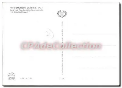 Centro di Riabilitazione Funzionale "LE BOURBONNAIS" — Bourbon-Lancy — Tipografia Lumbier — Verso