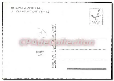 Chalon-sur-Saône — widok z powietrza katedry — Wydawnictwo LAPIE Service Régien — Rewers