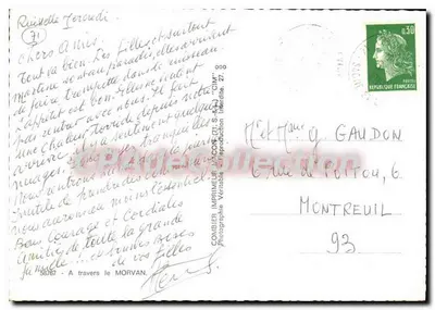 Através do Morvan — Carta postal panorâmica — Impressora CIM — Verso