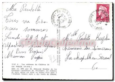 Château de La Salle — vue aérienne — Combier Imp. Maccon (S.-et-L.) — Verso