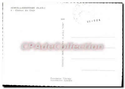 Półnowoczesna pocztówka Semur en Brionnais S i L Zamek Crays — Rewers