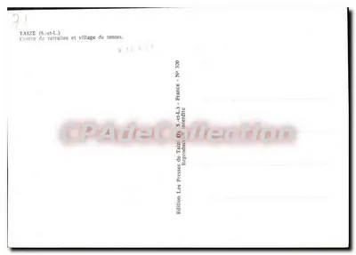 Bilhete postal semimoderno Taize S e L centro de retiros e vilarejo de tendas — Verso