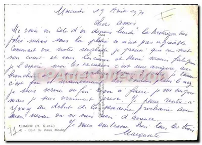 Chagny (71) - Canto do Velho Moinho — Ponte sobre a Bresse — Impresso por Combeier — Verso