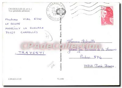 Charolles (S.-et-L.) — Vista geral aérea — Cinq Imprimeur — Verso