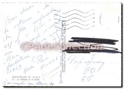 Chauffailles — Zamek i Stadion — Comber Drukarnia, Mâcon (71) — Rewers
