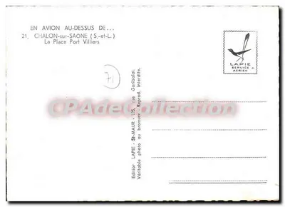 Chalon-sur-Saône — Plac Port-Villiers — Wydawca LAPIE Service Aérien — Rewers