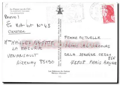 Aizenay (Vendée) — Vista geral — Les Éditions du Gabier, n°45 — Verso