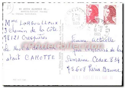 Castelo Saint-André — Mareuil-sur-Lay (Vendée) — Edições SOFER — Verso