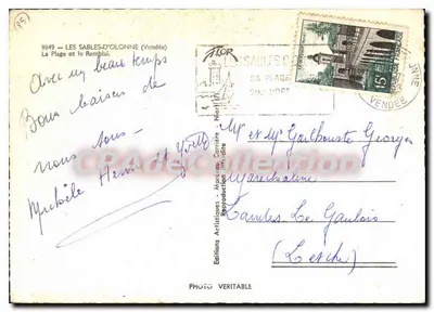 Les Sables-d'Olonne — La Plage e il Remblai — Edizioni Artistiche Marcou Carrière, n° 9849 — Verso