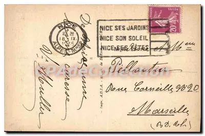 NICE — Avenue de la Victoire i Kościół Najświętszej Maryi Panny — Drukarnia ADIA, seria 187 — Rewers